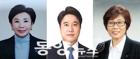 (왼쪽부터) 순천 한춘옥 도의원, 박준선 도의원, 조영남 기초의원 후보